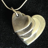 Fingerprint Descending Four Heart Pendant