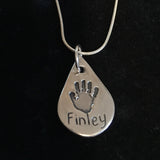 Hand and Foot Teardrop Pendant