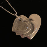 Fingerprint Descending Four Heart Pendant