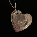 Fingerprint Descending Four Heart Pendant