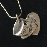 Fingerprint Triple Descending Heart Necklace