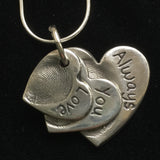 Fingerprint Triple Descending Heart Necklace