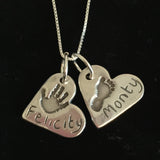 Handprint or Footprint Double Medium Heart Pendant