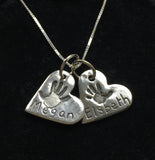 Handprint or Footprint Double Medium Heart Pendant