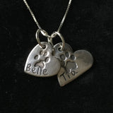 Paw Print Double Heart Pendant