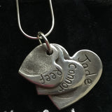 Fingerprint Triple Descending Heart Necklace