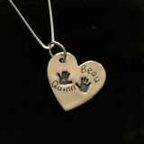 Large heart double handprint necklace