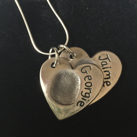 Fingerprint Double Large Heart Necklace