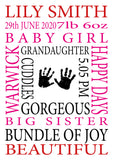 Personalised Footprint/handprint Word Art