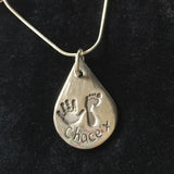 Hand and Foot Teardrop Pendant