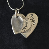 Fingerprint Double Descending Heart Necklace
