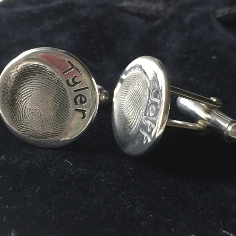 Fingerprint Round Cufflinks