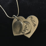 Fingerprint Double Descending Heart Necklace