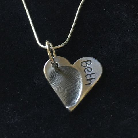 Fingerprint Medium Heart Pendant