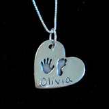 Hand and Foot Large Heart Pendant