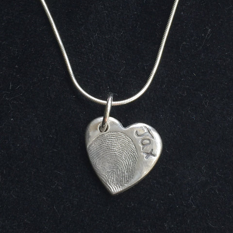Fingerprint Small Heart Necklace