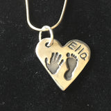 Hand and Foot Medium Heart Pendant