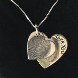 Fingerprint Double Descending Heart Necklace